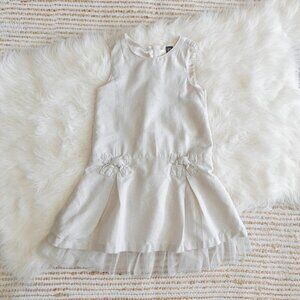 GAP DRESS GIRL 4Y WHITE SHIMMER METALLIC SLEEVELESS BOWS RUFFLE TULLE PETTISKIRT